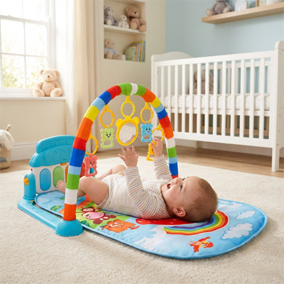Bebe heureux sur son tapis eveil bebe