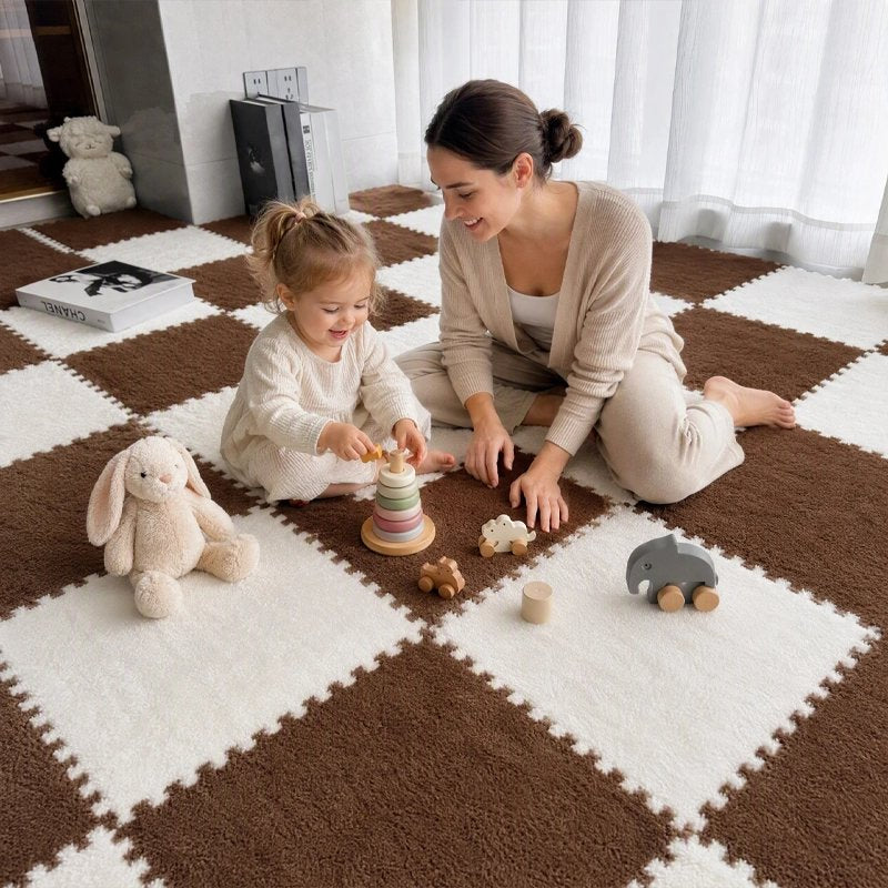 Tapis mousse puzzle pour que bébé prends du plaisr avec maman