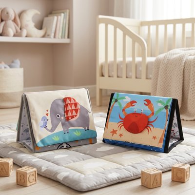 Livre bébé en tissus avec un crabe