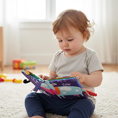 Livre bebe en tissus qui amuse beaucoup le bébé