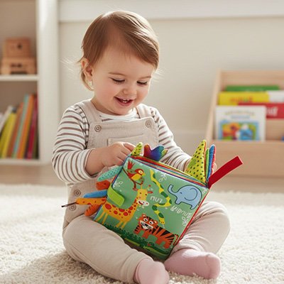 Livre bebe en tissus qui fait la joie du bébé