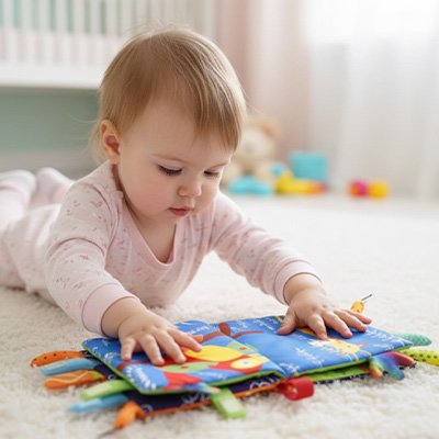 Livre bebe en tissus qui garde concentré le bébé